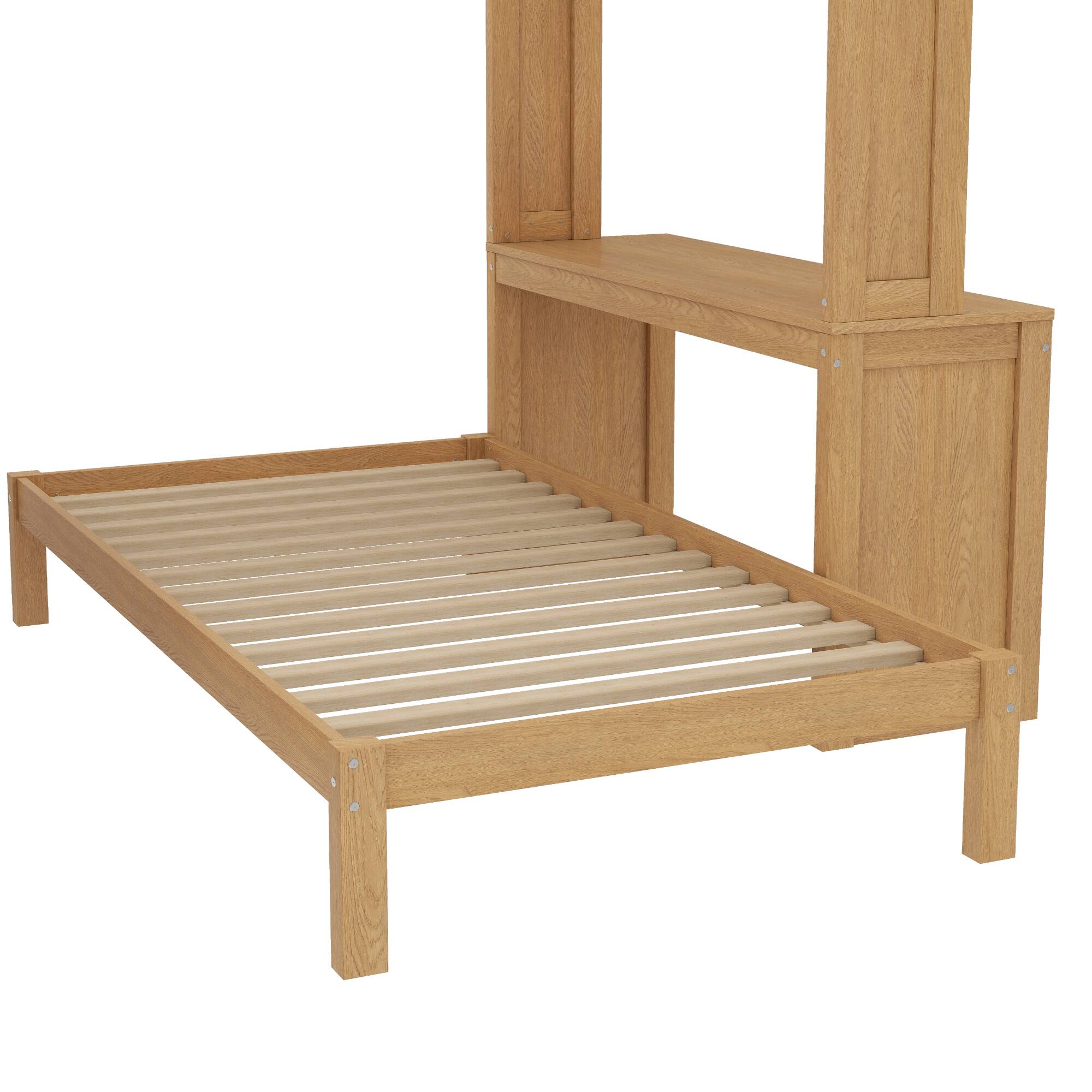Alt View 6. TinyHomie - Natural Solid Wood Queen Over Twin Bunk Bed Dismountable Desk Shelves Wardrobe - white.