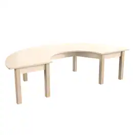 Flash Furniture - Bright Beginnings Commercial Grade Wooden Half Circle Preschool Classroom Activity Table, (29.5"W x 59"D x 14.5"H), Beec - Natural