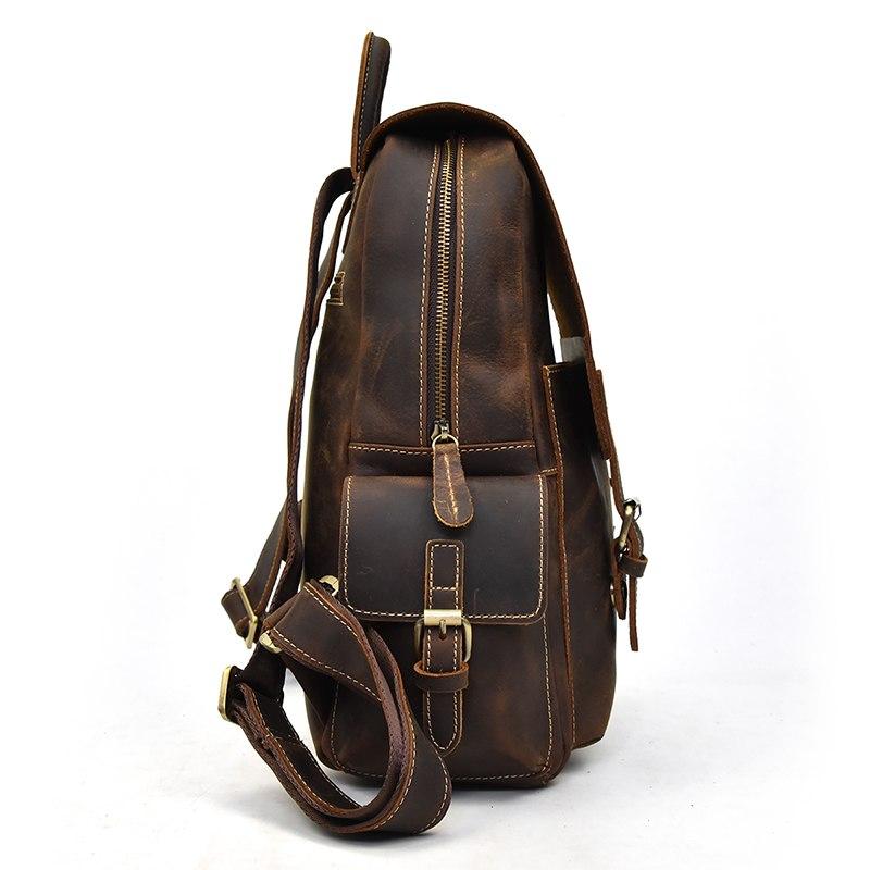 Back. Steel Horse Leather - The Freja Backpack | Handcrafted Leather Backpack - Dark Brown.