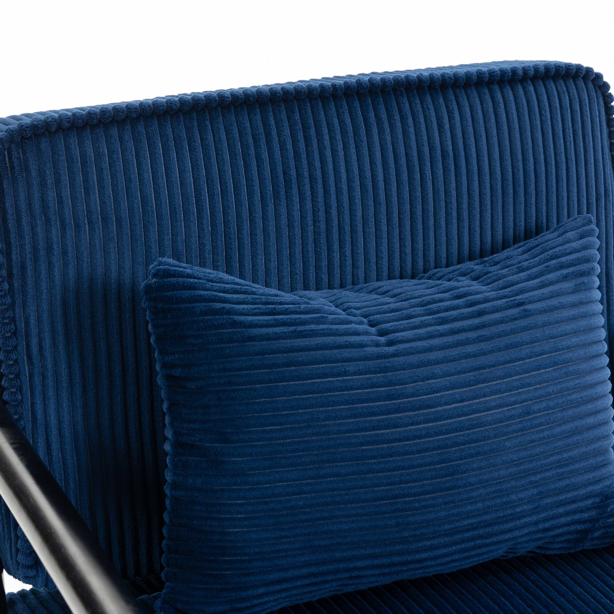 Back. GOODSILO - Modern Upholstered Accent Armchair with Hidden Storage and Waist Support Cushion for Living Room Bedroom - Antique Blue.