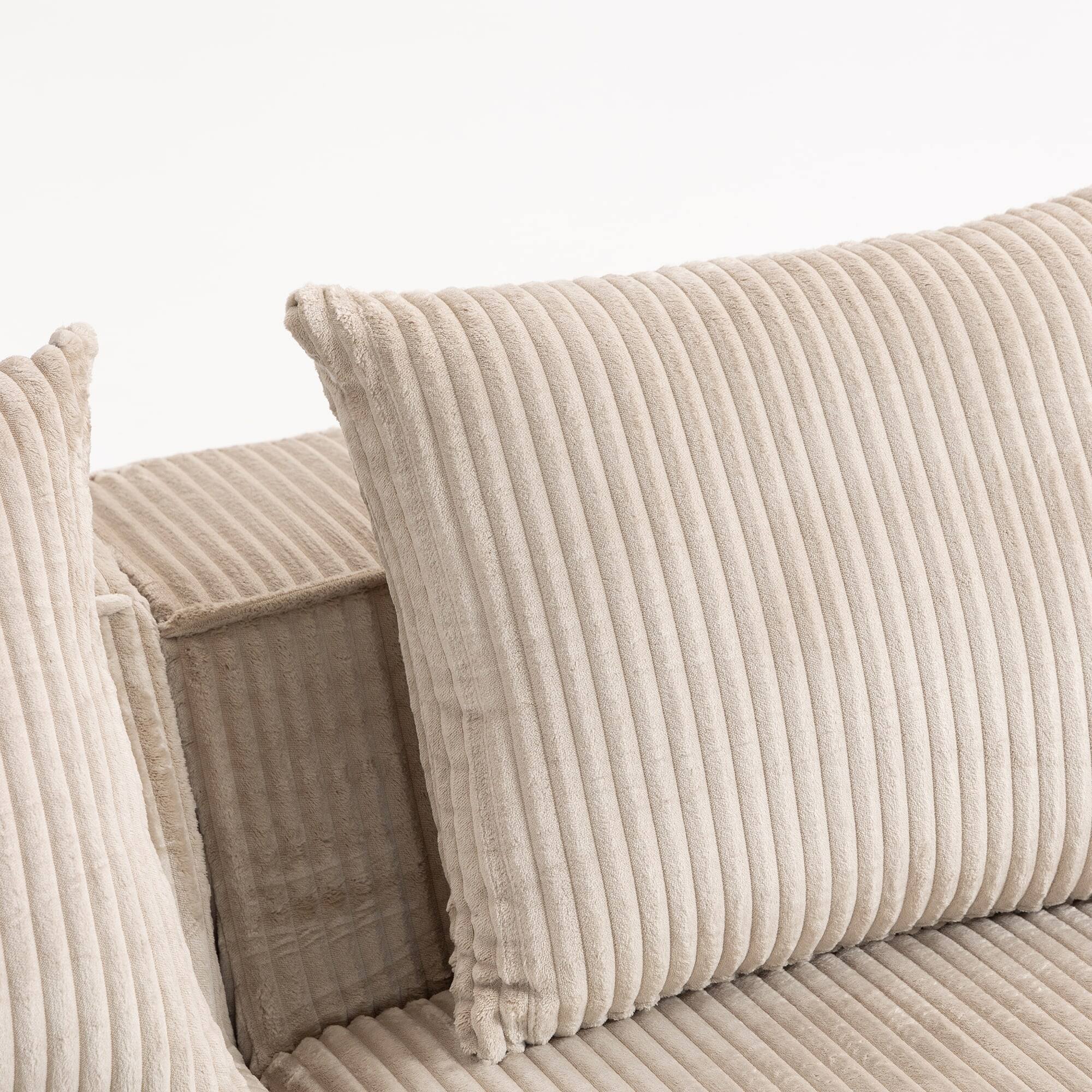 Alt View 1. Resenkos - Sctional Couches Set, Soft Durable Corduroy Upholstery Sofa, Multi-Person Comfort, Cushions - Beige.