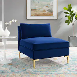 Ardent Performance Velvet Armless Chair by Modway - Navy