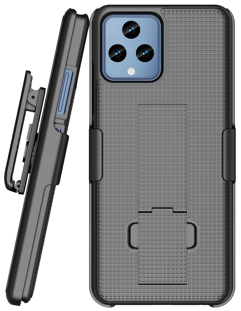 Alt View 2. Nakedcellphone - Combo for T-Mobile REVVL 6X 5G (2023) / REVVL 6 5G (2022) - Case with Stand and Belt Clip Holster - Black.