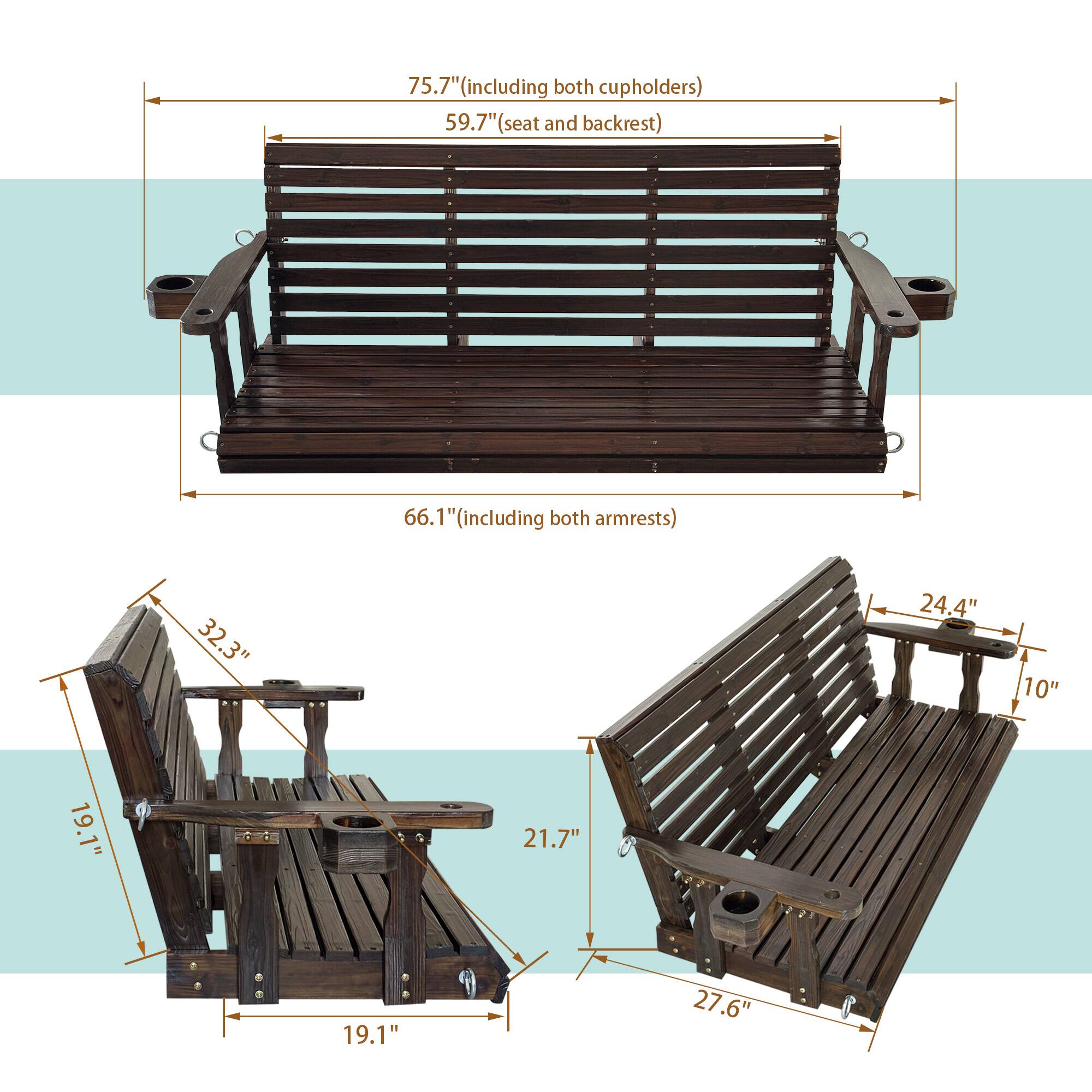 75.7" (including both cupholders)  
59.7" (seat and backrest)  
66.1" (including both armrests)  
32.3"  
24.4"  
10"  
19.1"  
21.7"  
19.1"  
27.6"