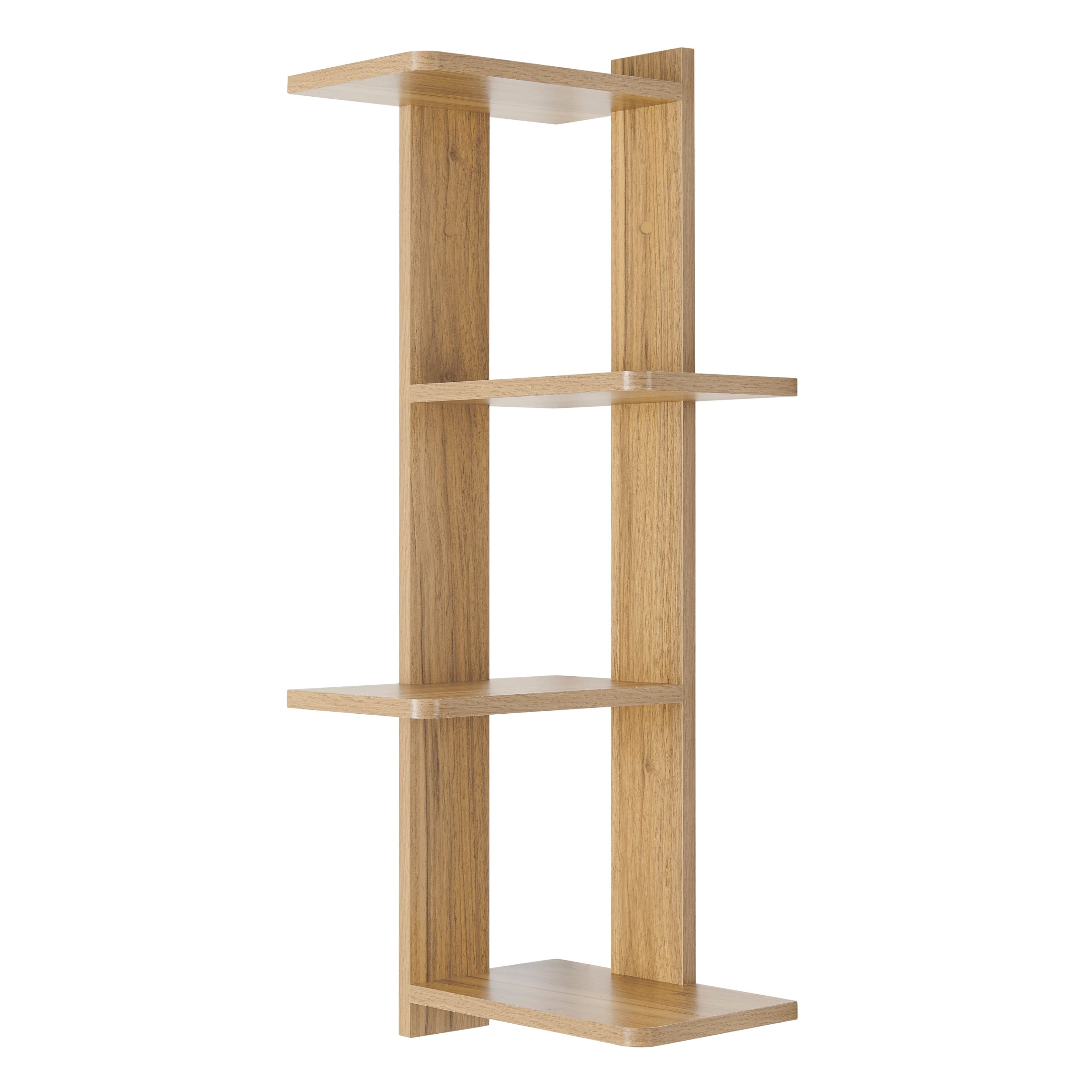 Danya B - Alvar Corner 4-Tier Floating Ledge Column Wall Shelf - Chestnut