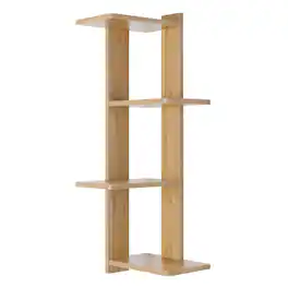Danya B - Alvar Corner 4-Tier Floating Ledge Column Wall Shelf - Chestnut