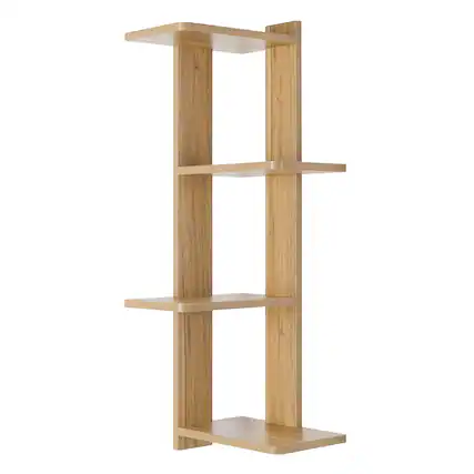 Front. Danya B - Alvar Corner 4-Tier Floating Ledge Column Wall Shelf - Chestnut - Chestnut.