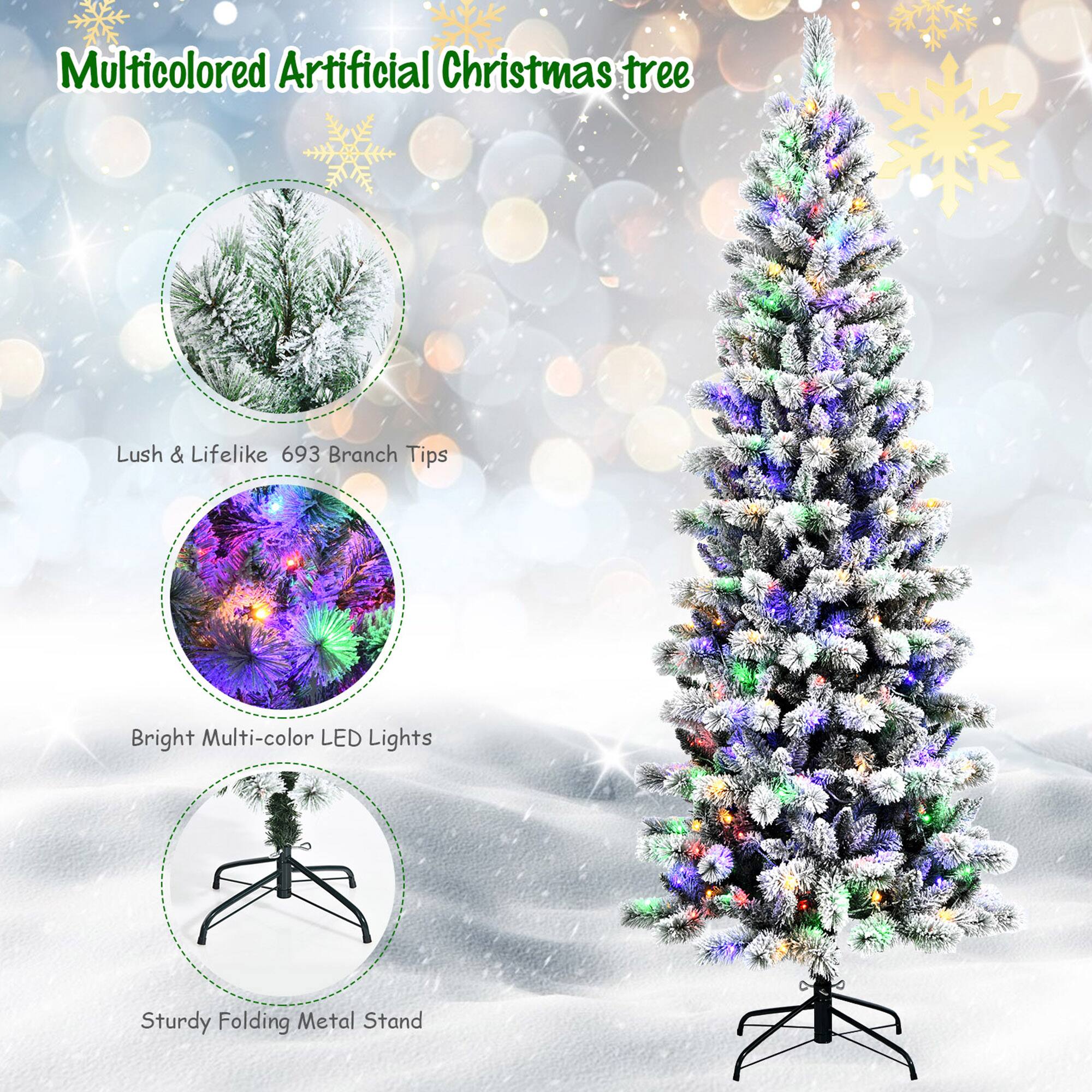 Multicolored Artificial Christmas tree

- Lush & Lifelike 693 Branch Tips
- Bright Multi-color LED Lights
- Sturdy Folding Metal Stand