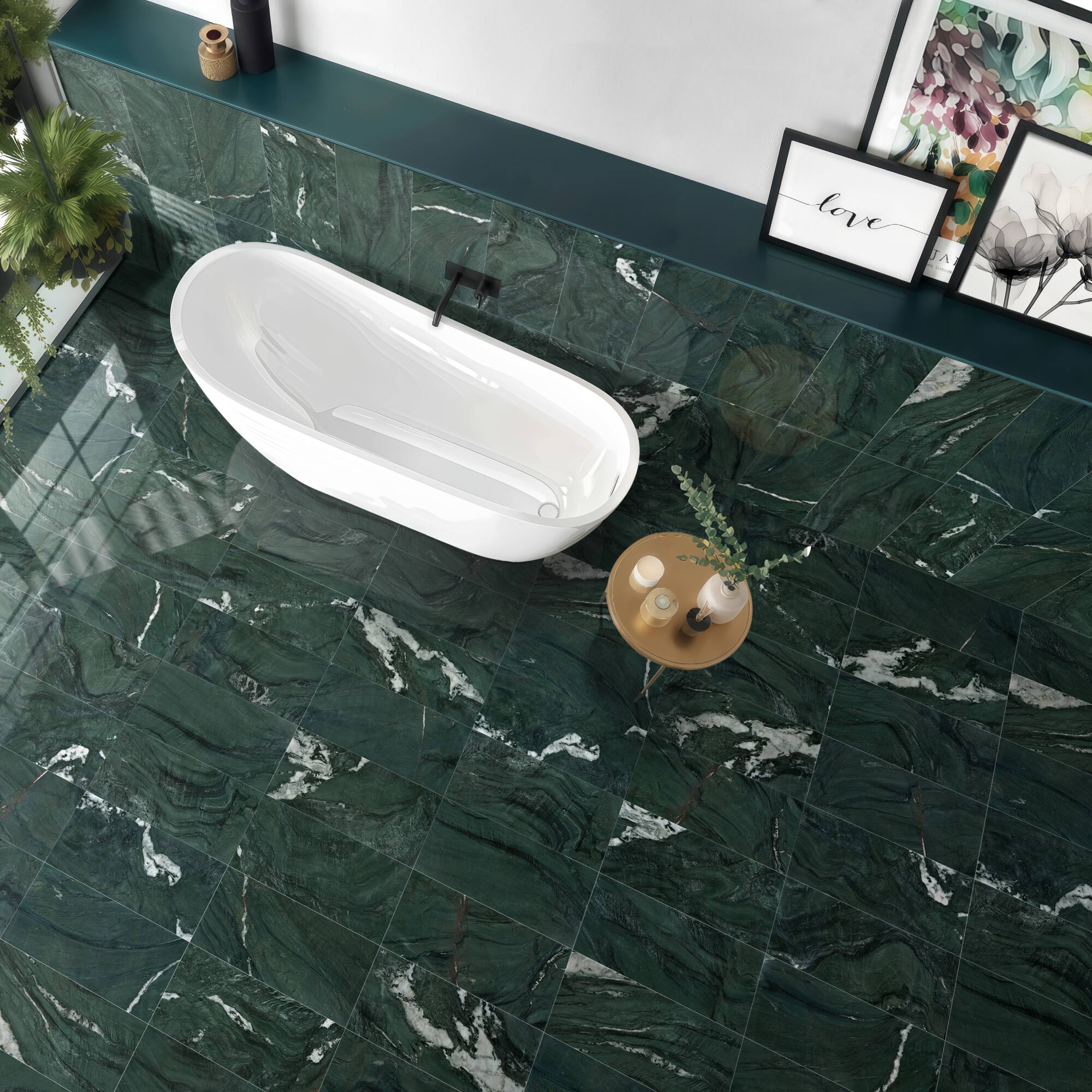 Alt View 4. GOODSILO - Premium Green Natural Marble Tiles for Elegant Wall and Floor Applications - Green,Green Multi.