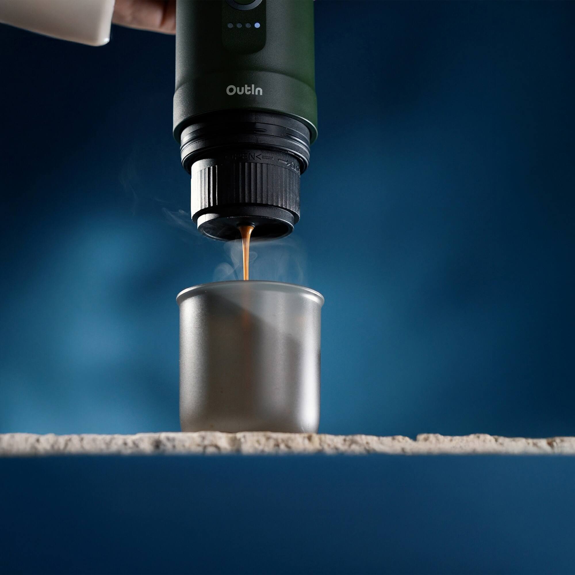 Left. Outin - OutIn Nano Portable Electric Espresso Machine Travel Kit (Forest Green) - Forest Green.