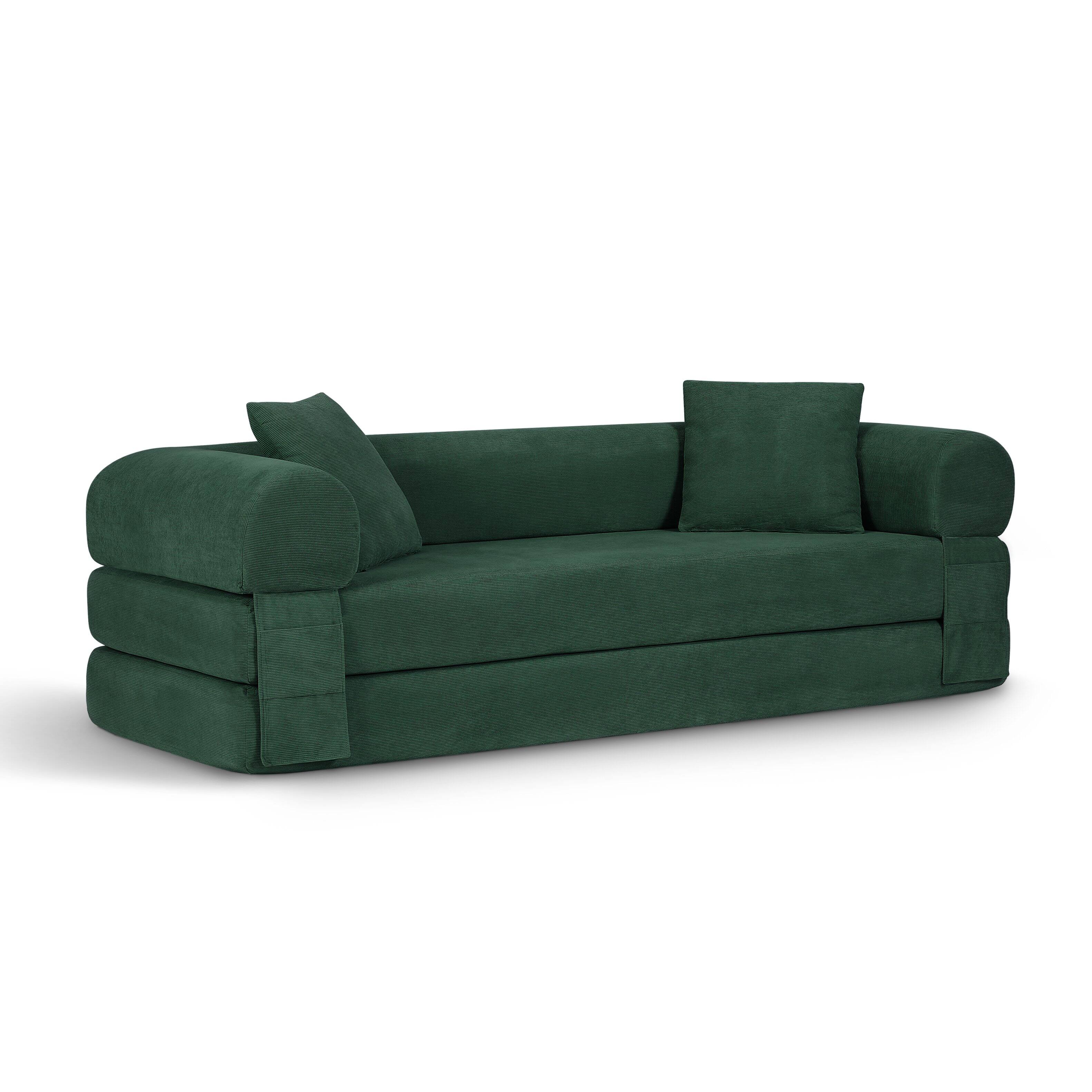 Angle. Loheer - Loheer 80 Inch Convertible Sofa Bed Queen Folding Sleeper Sofa Corduroy Fold Out Couch with Storage - Dark Green.