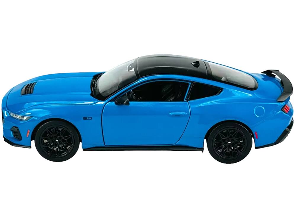 Left. Welly - 2024 Ford Mustang GT 5.0 Blue with Black Top "NEX Models" Series 1/25 Diecast Model Car by Welly - Blue with Black.
