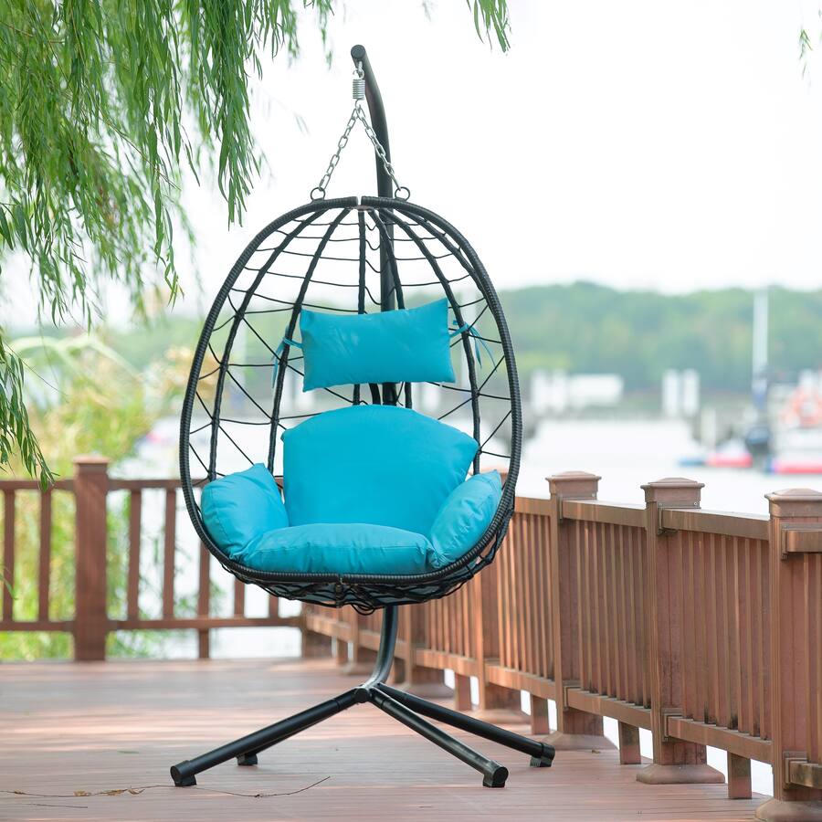 Tiramisubest Egg Chair with Stand Indoor Outdoor Swing Chair Patio