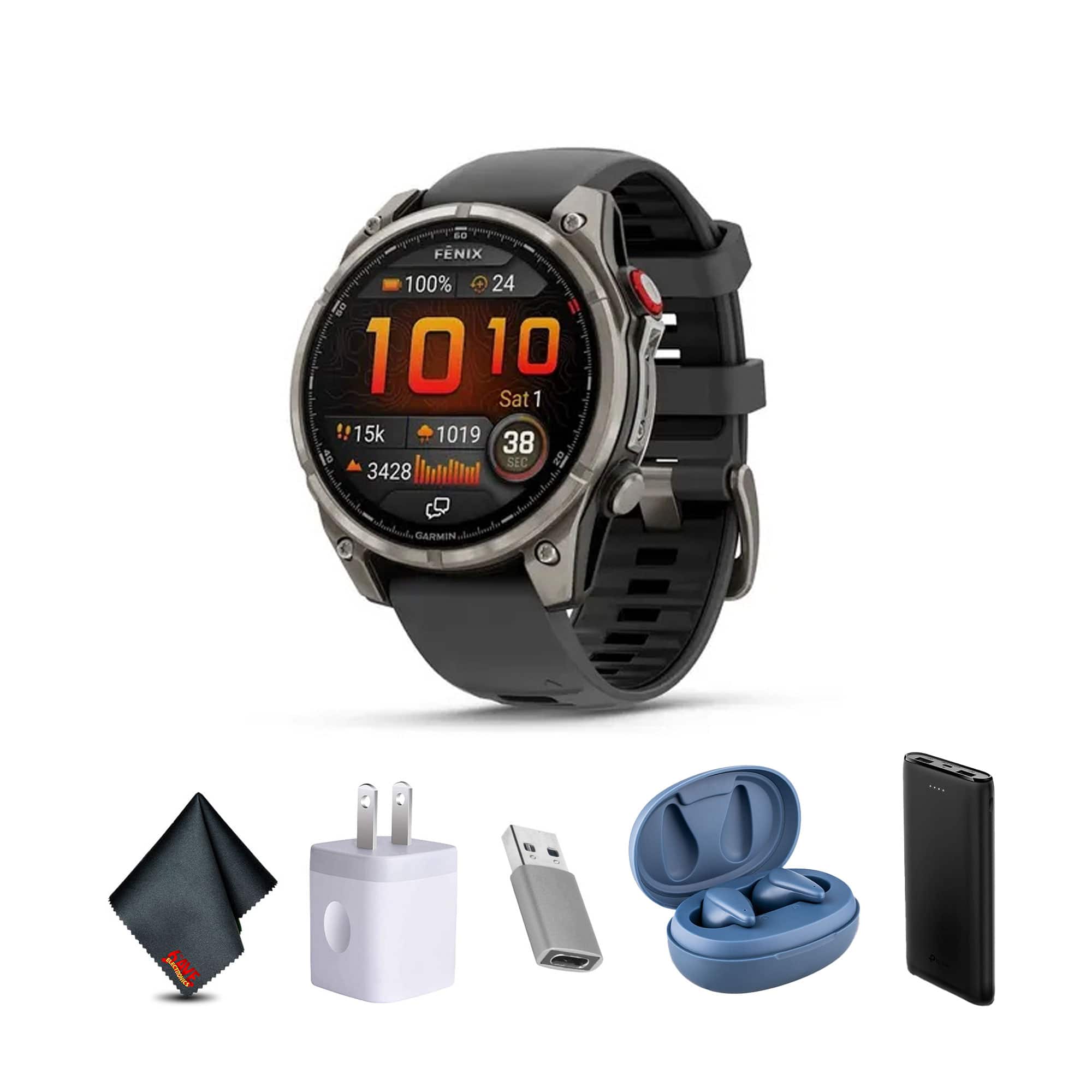 Garmin - Fenix 8 Pro – 47 mm, AMOLED, Sapphire, Titanium with Graphite/Black Silicone Band - Sapphire, Titanium - (2025)