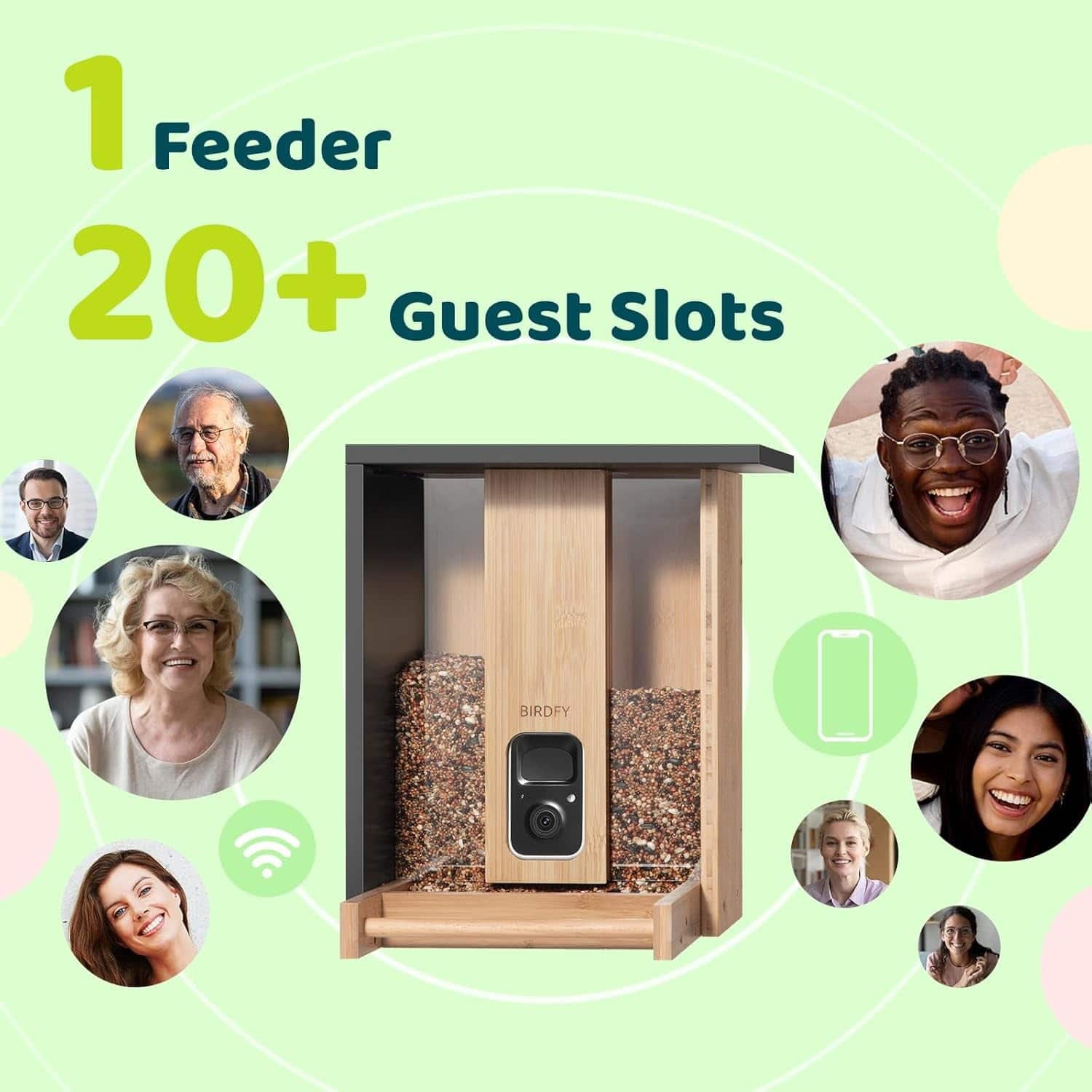 1 Feeder 20+ Guest Slots Birdfeeder