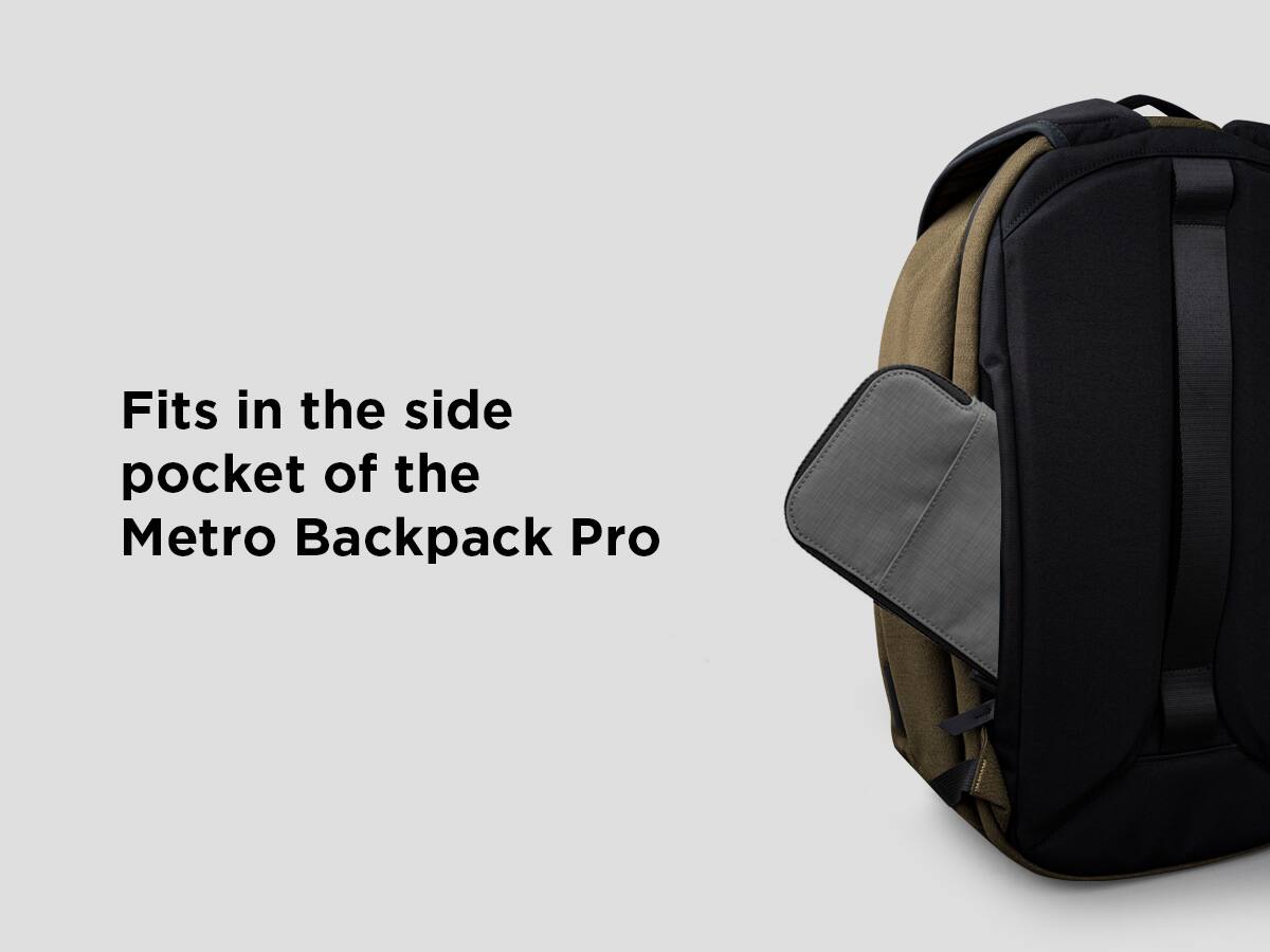 Fits in the side pocket of the Metro Backpack Pro