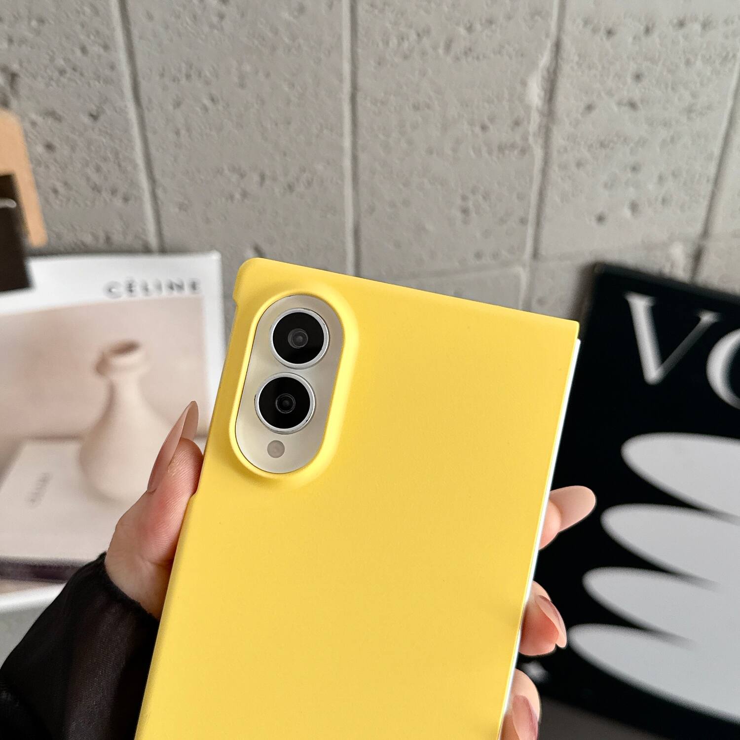 Alt View 1. Dteck - for Samsung Galaxy Z Fold8 Rugged Slim Case with Built-in Tempered Glass Protector,Skin-Friendly Shockproof PC Cover - Yellow.