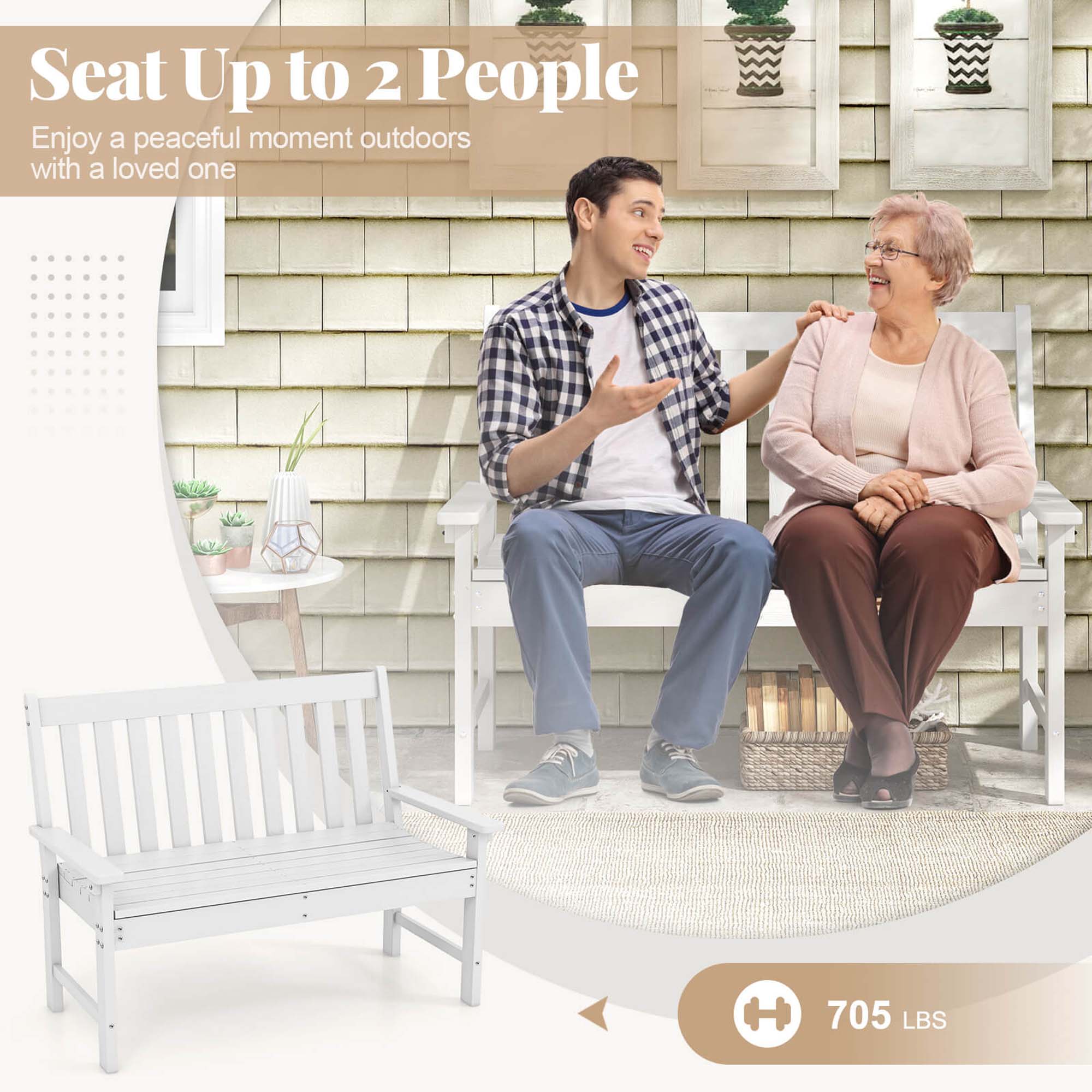 Seat Up to 2 People
Enjoy a peaceful moment outdoors with a loved one
H 705 LBS
