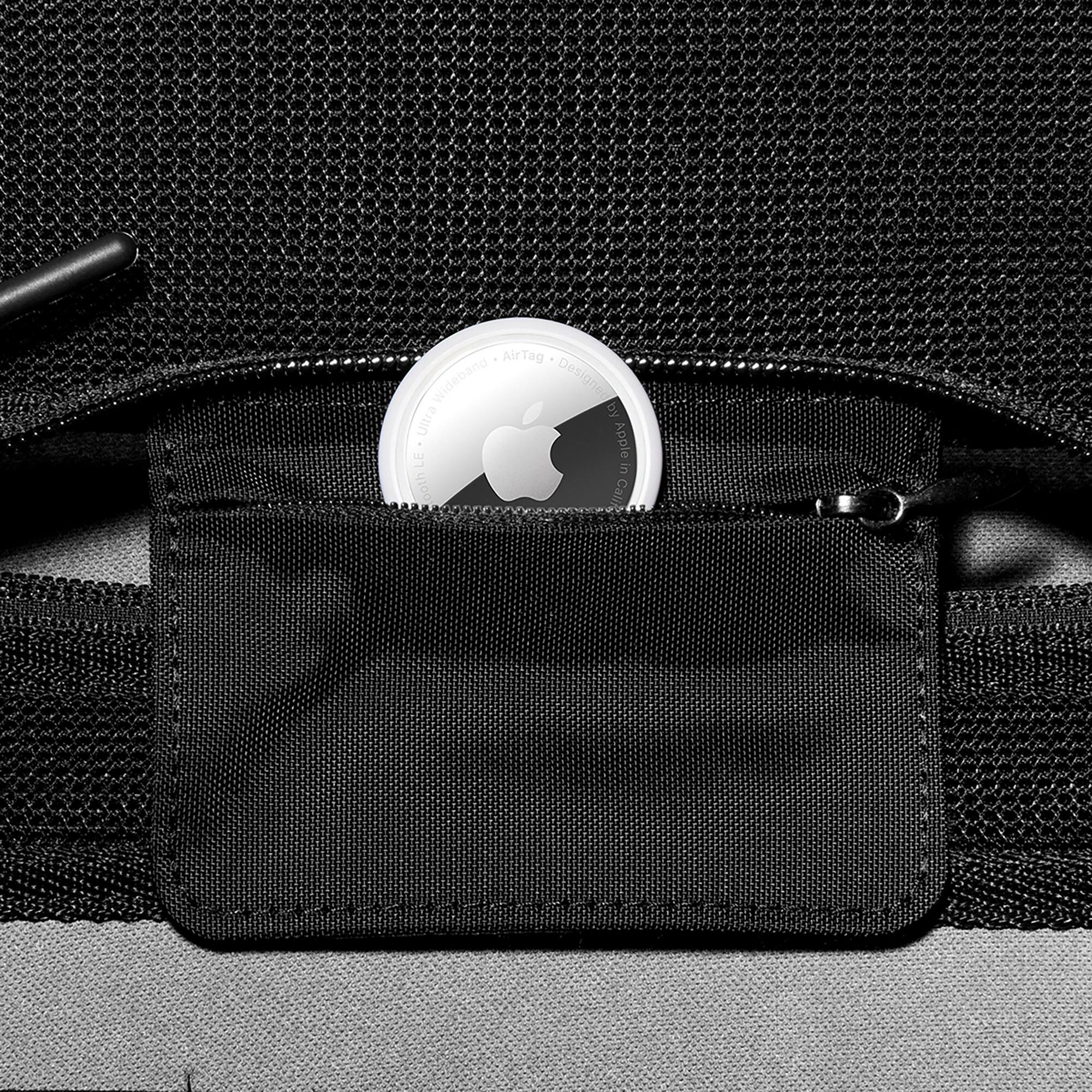 The text on the image reads "AirTag Wideband Designer by Ultra LE Apple 5 001h Calif."