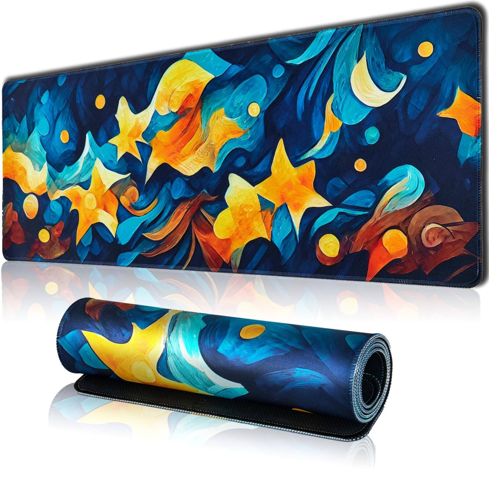 Front. Fabibe - Large Gaming Mouse Pad For Desk  Mat With Seamed Edges Waterproof Non-slip Rubber Base 31.5x11.8 Inch Computer Big Xl... - Yellow.