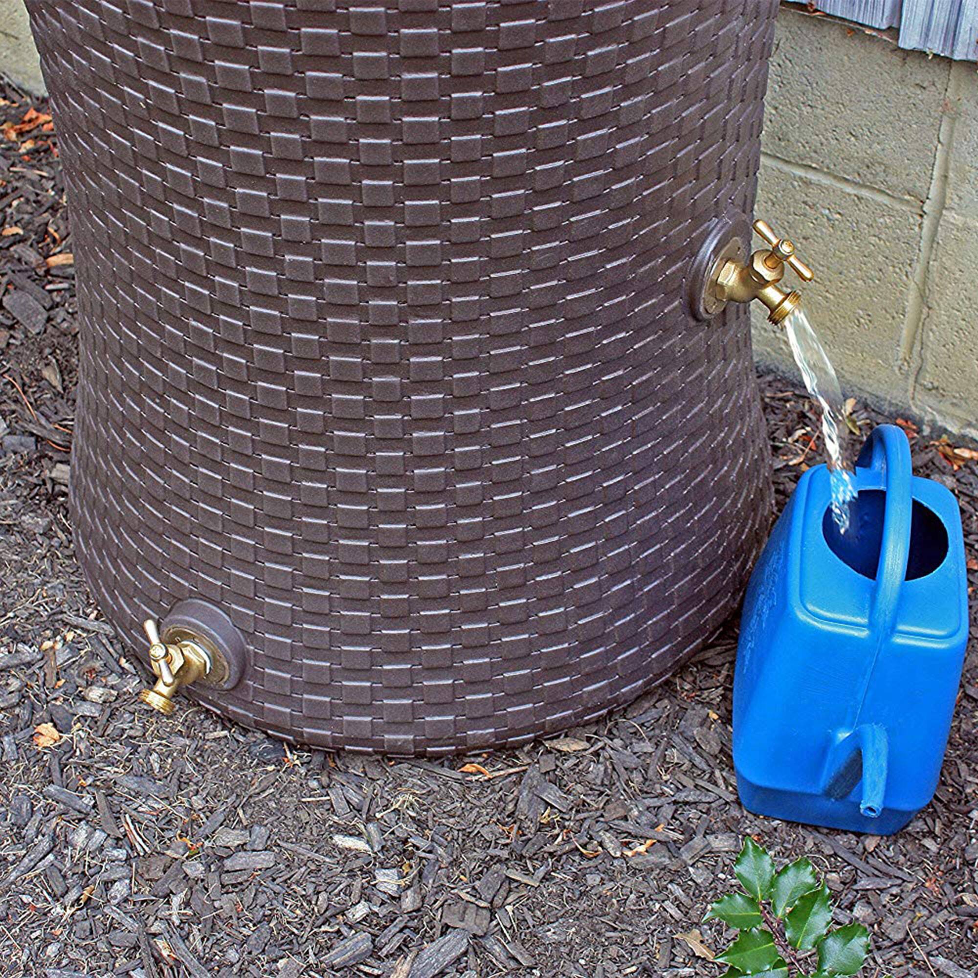 Alt View 3. Good Ideas - Good Ideas Impressions 50 Gallon Nantucket Rain Barrel Planter, Dark Brown - Dark Brown.