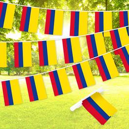 G128 - Colombia Bunting Banner, 33 ft String with 8.2 x 5.5 in Mini Flags - Assorted Colors