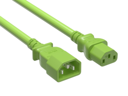 Cable Leader - Power Extension Cord, IEC C13 to C14 Heavy Duty, 14 AWG 15A 250V for PDU, UPS, Server Rack, Network Switch - Green