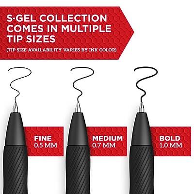 S-GEL COLLECTION COMES IN MULTIPLE TIP SIZES  
(TIP SIZE AVAILABILITY VARIES BY INK COLOR)  

FINE 0.5 MM  
MEDIUM 0.7 MM  
BOLD 1.0 MM