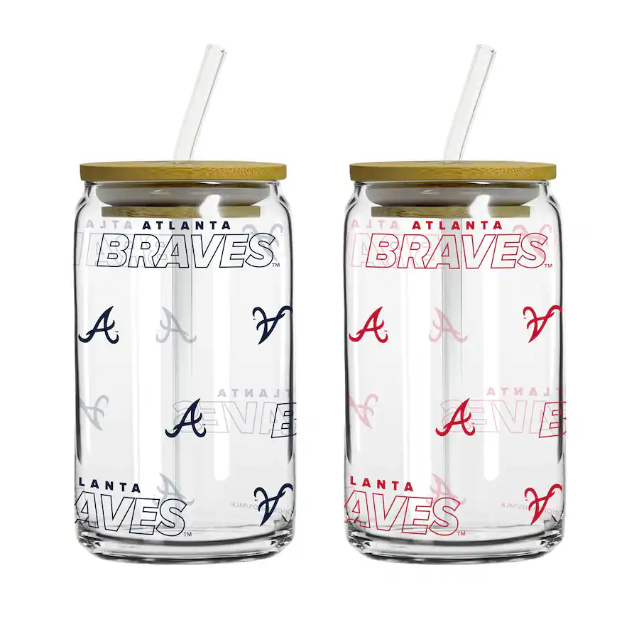 Logo Brands Atlanta Braves 16oz Step And Repeat Glass Can With Lid logo-brands-atlanta-braves-16oz-step-and-repeat-glass-can-with-lid