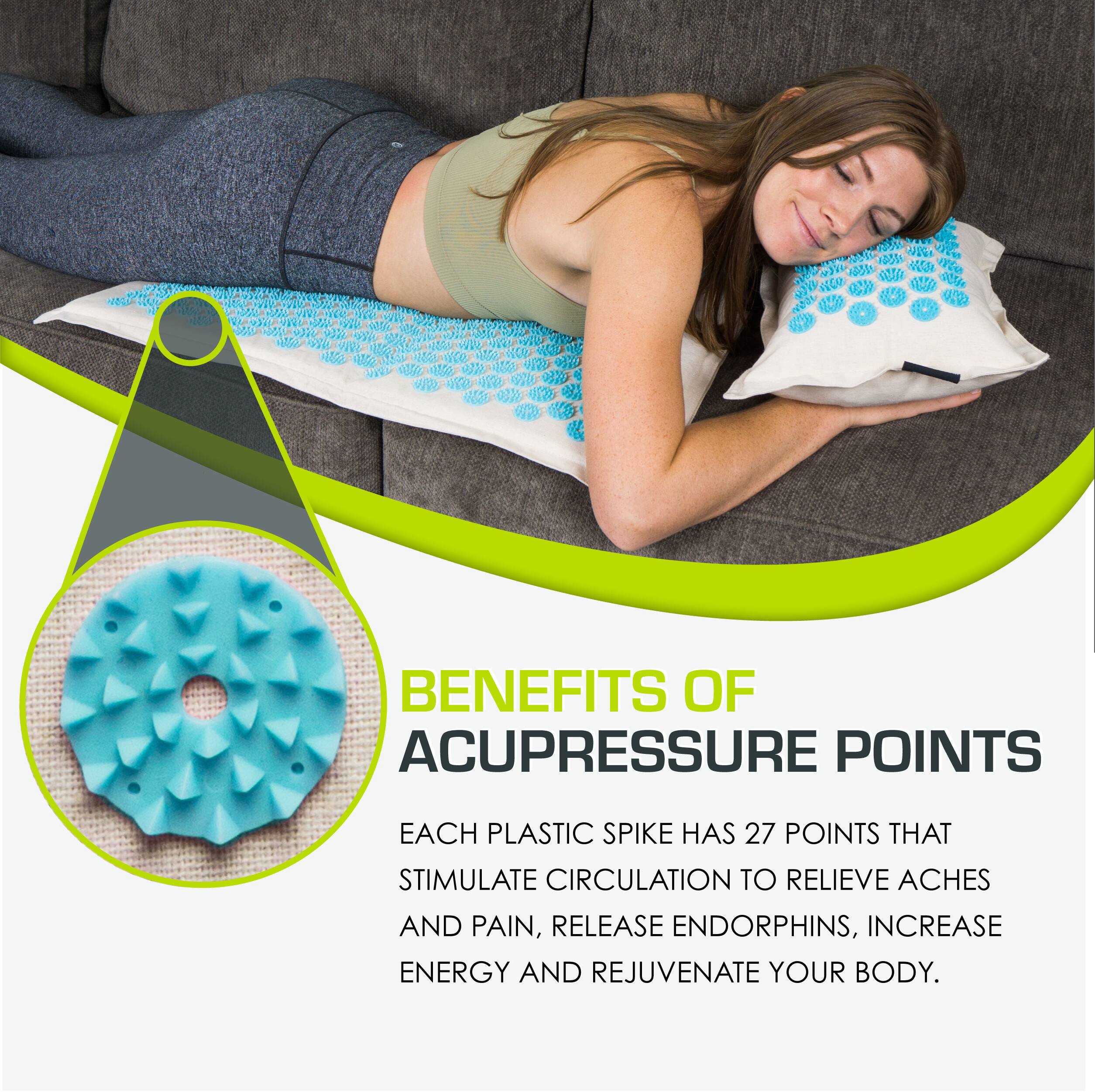 BENEFITS OF ACUPRESSURE POINTS

EACH PLASTIC SPIKE HAS 27 POINTS THAT STIMULATE CIRCULATION TO RELIEVE ACHES AND PAIN, RELEASE ENDORPHINS, INCREASE ENERGY AND REJUVENATE YOUR BODY.