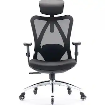 Front. SIHOO - M18 Ergonomic Office Chair, Computer Desk Chair with Adjustable Headrest, High Back Swivel Chair for Home Office - Duck Black.