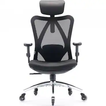 Front. SIHOO - M18 Ergonomic Office Chair, Computer Desk Chair with Adjustable Headrest, High Back Swivel Chair for Home Office - Duck Black.