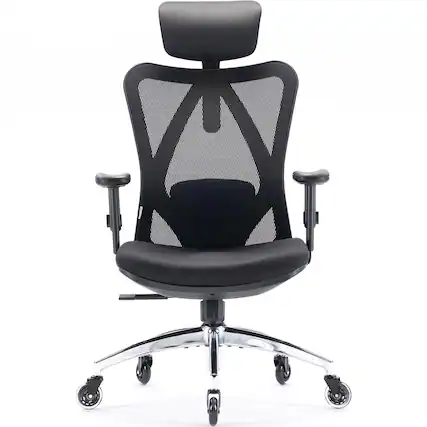Front. SIHOO - M18 Ergonomic Office Chair, Computer Desk Chair with Adjustable Headrest, High Back Swivel Chair for Home Office - Duck Black.