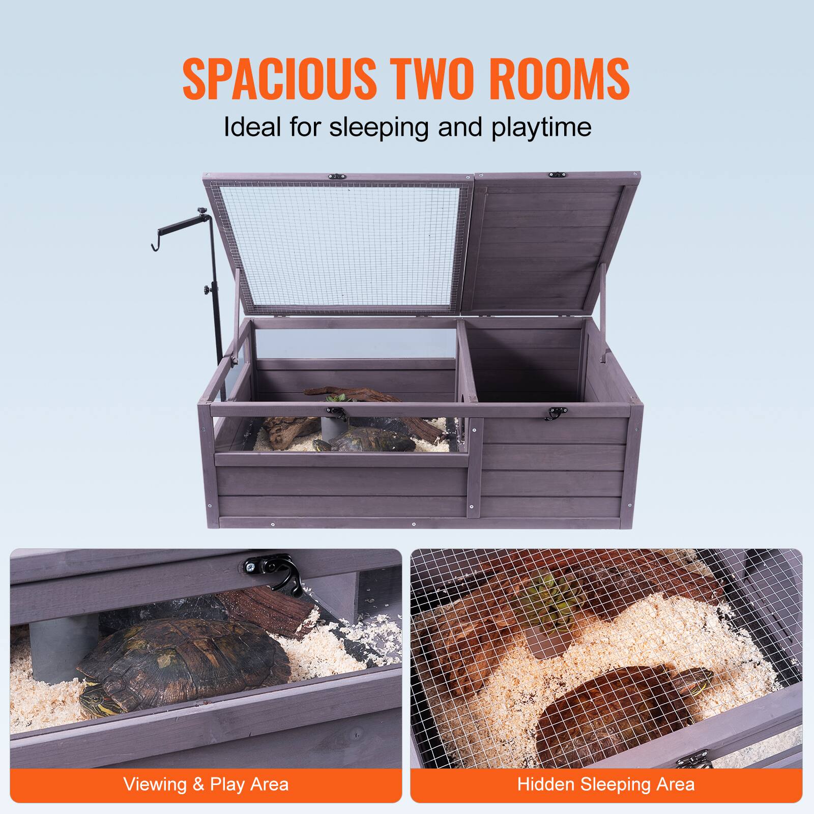 SPACIOUS TWO ROOMS  
Ideal for sleeping and playtime  

Viewing & Play Area  

Hidden Sleeping Area