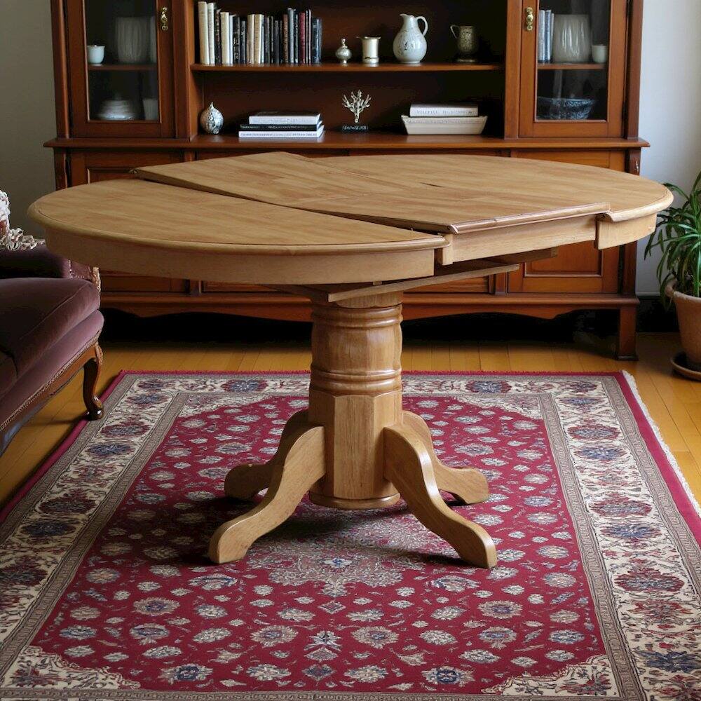 Alt View 1. FurniFact - Elegant Oval Dining Table – Extendable Solid Wood Round Kitchen Table - Oak.