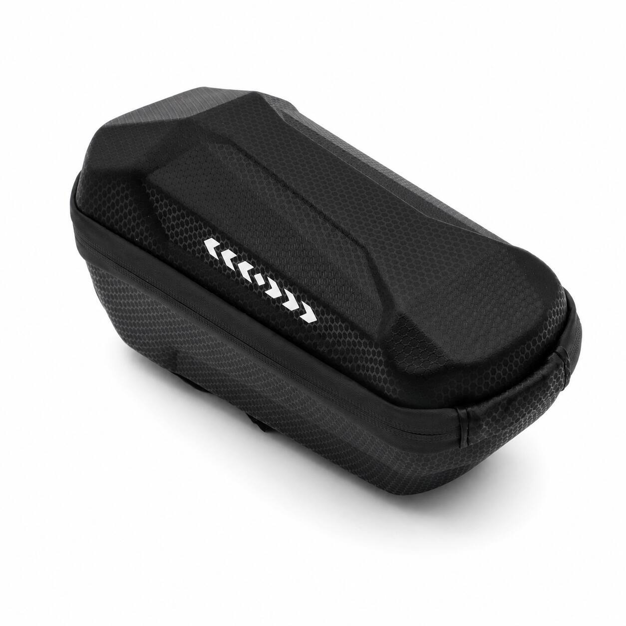 Left. Hover Heart - Water-Resistant EVA Hard Shell Bike Storage Bag, Bicycle Front Bag for Tools, Chargers and Electric Scooter Accessories - Black.