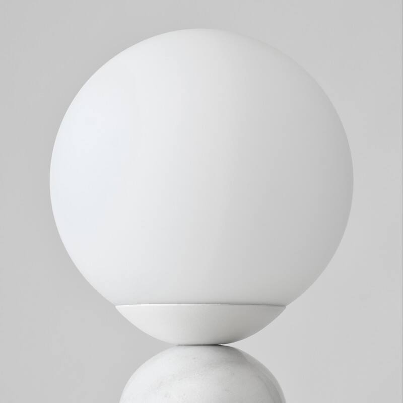 Alt View 2. Brightech - Mila Tall LED Modern Contemporary Round Globe Dimmable Bedside Nightstand Desk Lamp with Frosted White Glass Shade - Glossy White Marble.