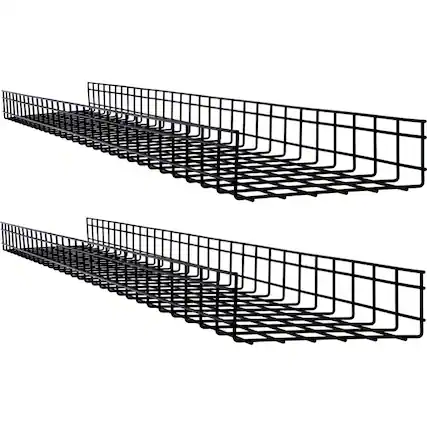 Front. Tripp Lite - WIRE MESH CABLE TRAY 2 PACK 300 X 100 X 1500MM 12IN X 4IN X5FT - Black.