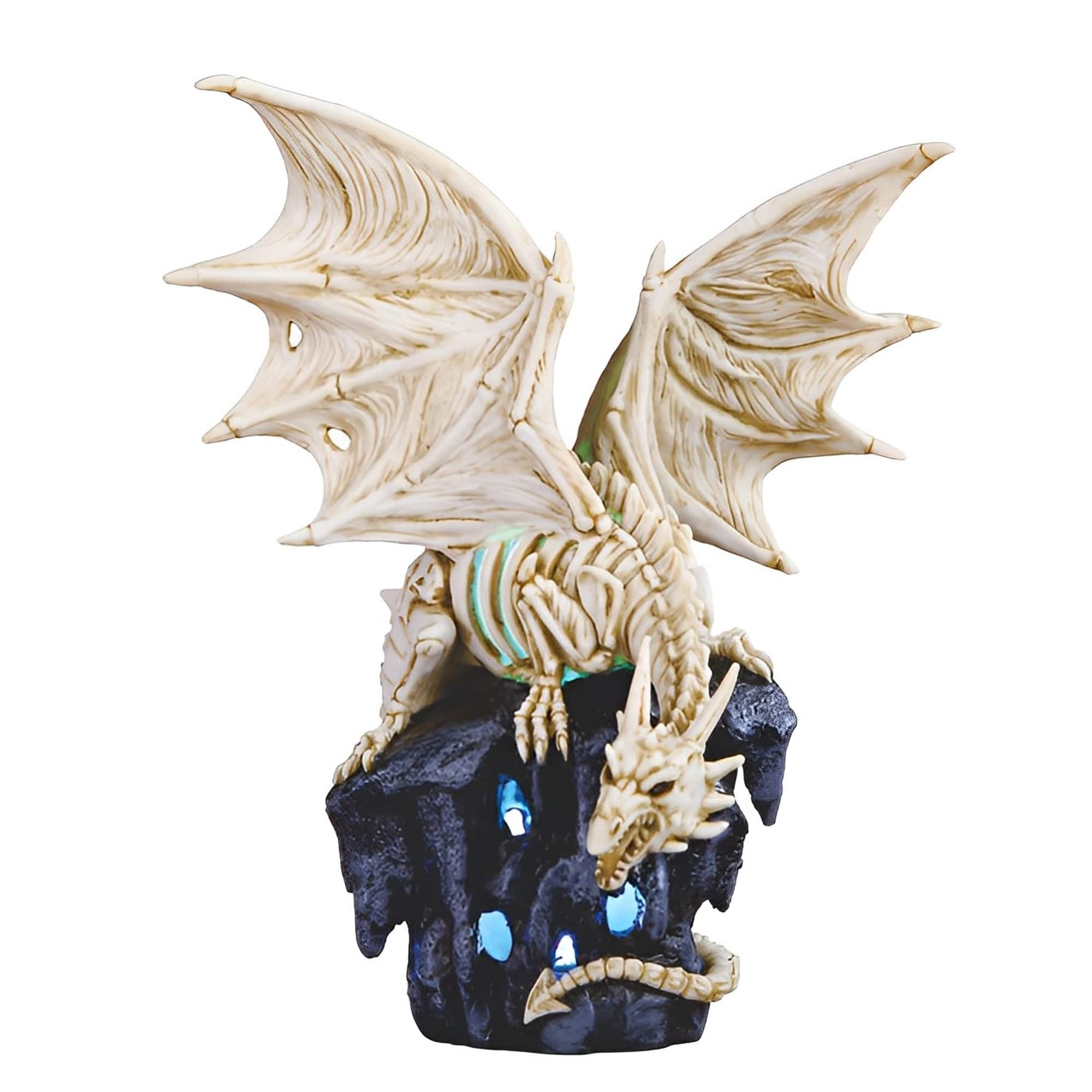 FC Design - 11"H Dragon Skeleton on Rock Figurine Statue Office/Computer Desk Tabletop Medieval Gaming Home Decor Gift - Multi-Color
