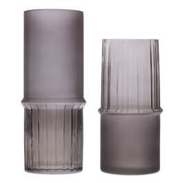 BreeBe - Grey Two-Toned Glass Vase (Set of 2) - Gray