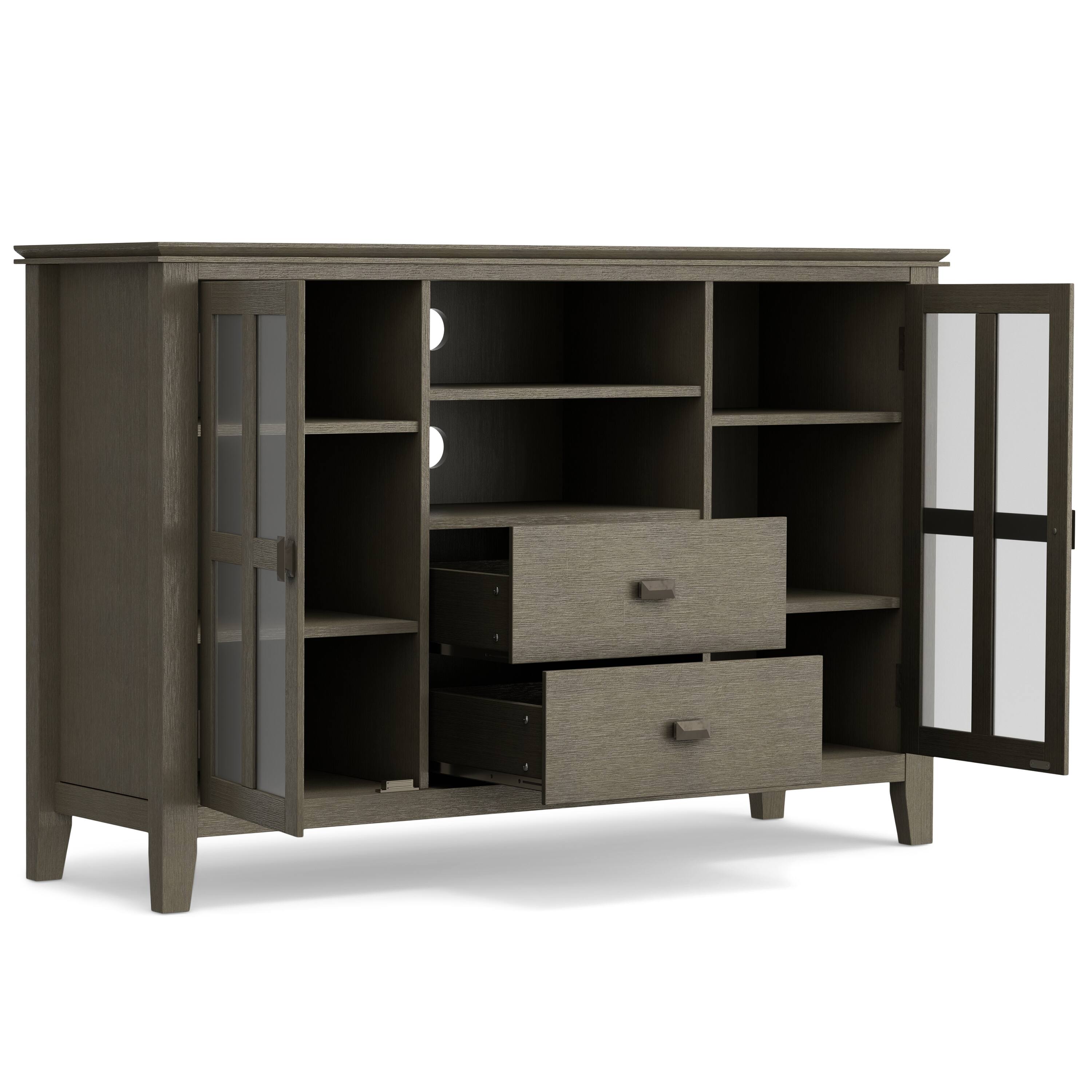 Alt View 1. Simpli Home - Artisan SOLID WOOD 53 inch Wide Transitional TV Media Stand in Farmhouse Grey For TVs up to 60 inches - Farmhouse Grey.