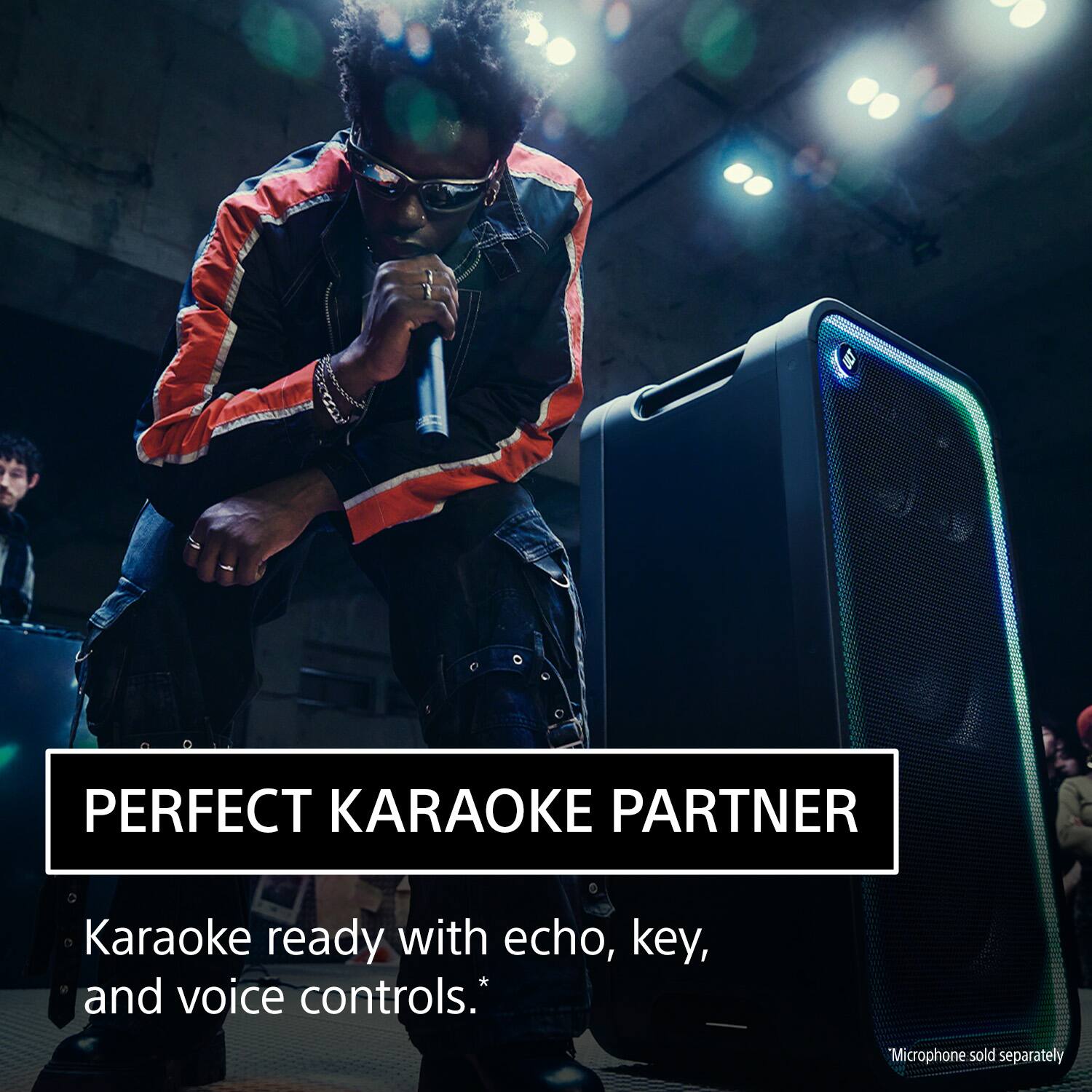 PERFECT KARAOKE PARTNER

Karaoke ready with echo, key, and voice controls.*

Microphone sold separately