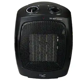 VieAir - Vie Air 1500W Portable 2-Settings Office Ceramic Heater with Adjustable Thermostat - Black
