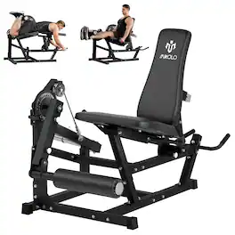Mikolo - TAWERET Leg Extension and Curl Machine, Adjustable Leg Curl Machine, Seated Leg Extension and Lying Curl Machine - Black