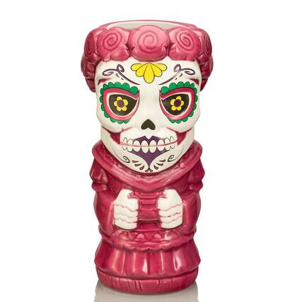 Front. Beeline Creative - Geeki Tiki Day Of The Dead Sugar Skull Woman 16 Ounce Ceramic Mug - Purple.