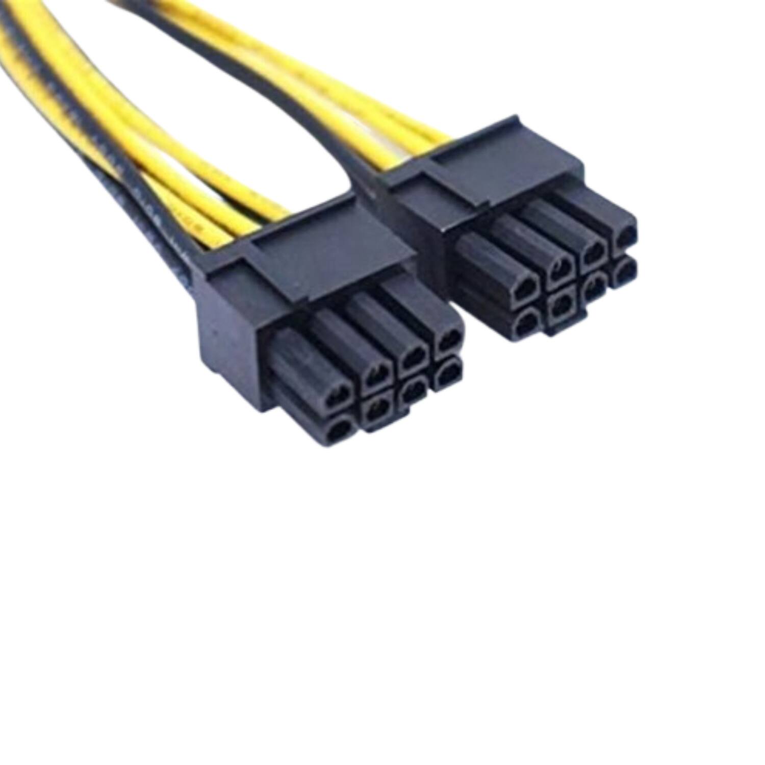 Angle. Stock Preferred - 8 Pin Female to Dual 8 Pin (6+2) Male Y-Splitter Power Extension Cable - Black.