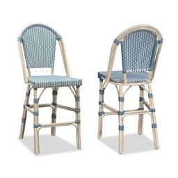 White Frame/Light Blue-Bar Stool