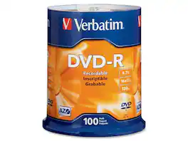 Verbatim - 4.7 GB 16X DVD-R 100 Packs Spindle Disc Model 95102 - Silver