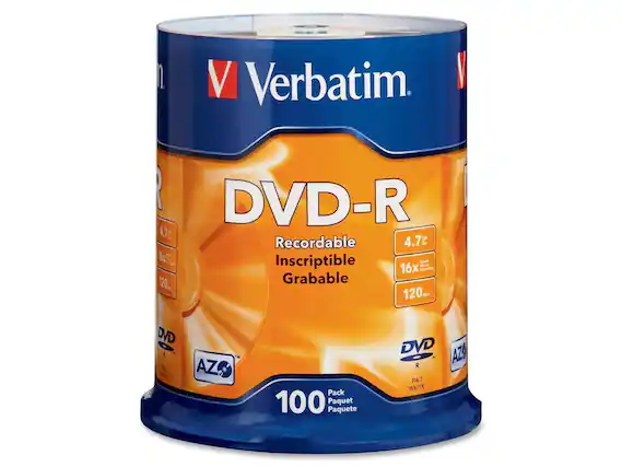 Verbatim DVD-R 4.7 G Recordable 4.7 6x Inscriptible 16x 120m Grabable 120 M DVD AZ TM Pack 100 Paquet Paquete DVD AZ R R4.7 16X/1X