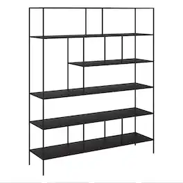 Hudson&Canal - Whitmore 72" Tall Rectangular Bookcaseened Bronze - Black